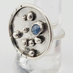 KYANITE ROUND RING HANDMADE IN STERLING SILVER METAL SIZE 7